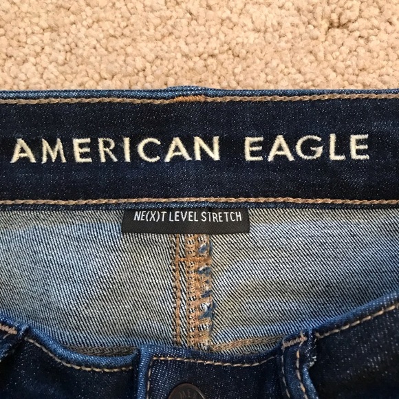 American Eagle Hi Rise Denim Shorts Cut Offs Altered Size 2 Next Level Stretch - Picture 8 of 16